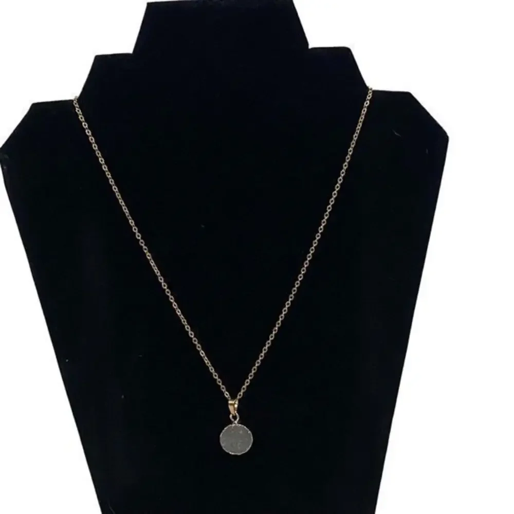 Gold Tone Opaque Druzy Necklace